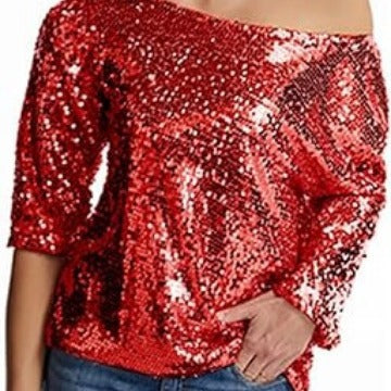 Damer Glittrande Paljett Blus-Eva Jonsson