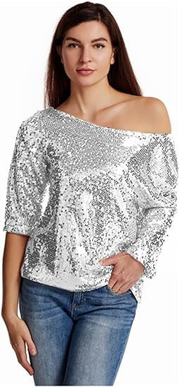 Damer Glittrande Paljett Blus-Eva Jonsson