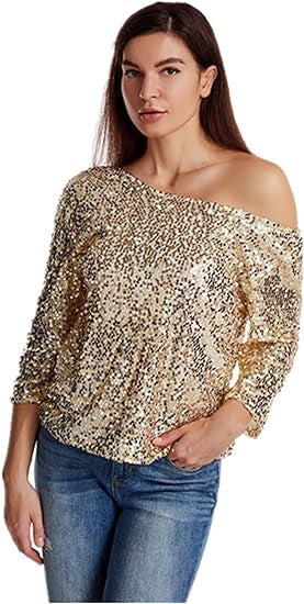 Damer Glittrande Paljett Blus-Eva Jonsson