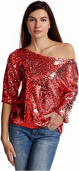 Damer Glittrande Paljett Blus-Eva Jonsson