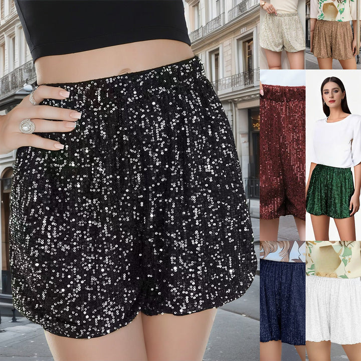 Damer Glittrande Shorts med Elastisk Midja Mirla-Eva Jonsson