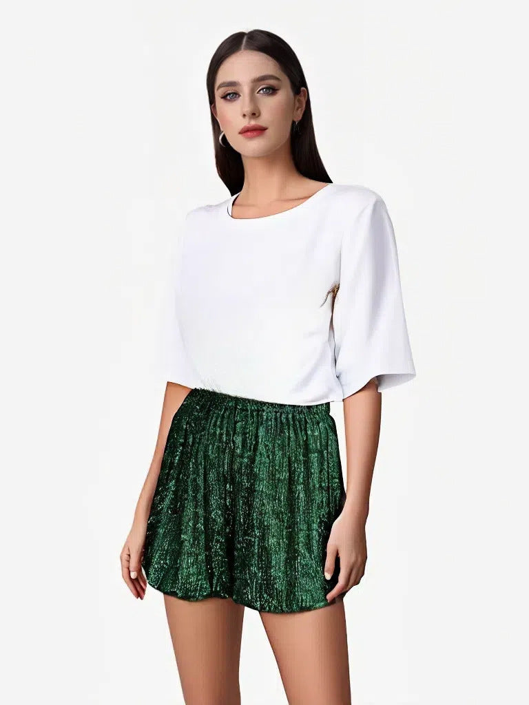 Damer Glittrande Shorts med Elastisk Midja Mirla-Eva Jonsson