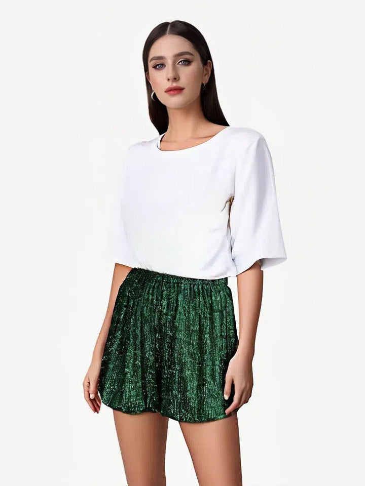 Damer Glittrande Shorts med Elastisk Midja Mirla-Eva Jonsson