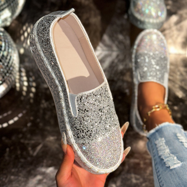 Damer Glittrande Slip-On Sneakers med bekväm Platå Mirla-Eva Jonsson