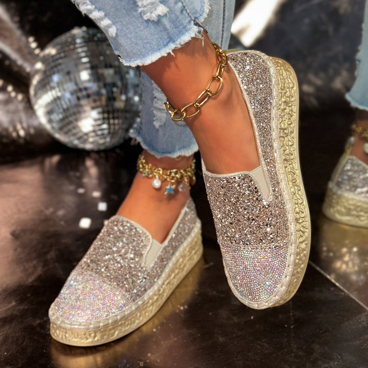 Damer Glittrande Slip-On Sneakers med bekväm Platå Mirla-Eva Jonsson