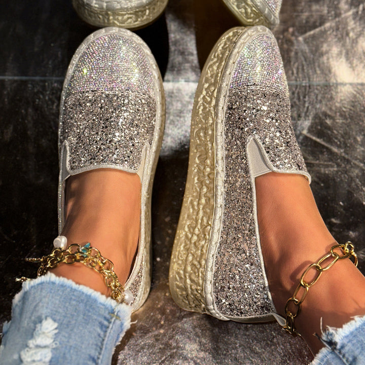 Damer Glittrande Slip-On Sneakers med bekväm Platå Mirla-Eva Jonsson