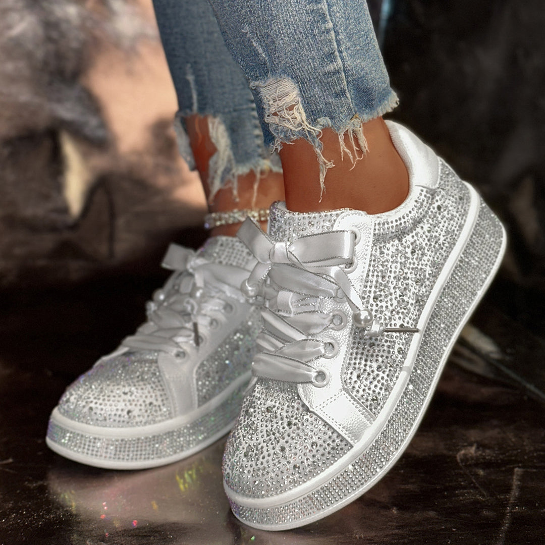Damer Glittrande Sneakers med elegant Satinband Mirla-Eva Jonsson