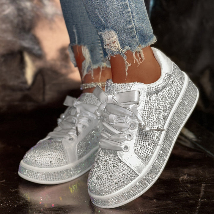 Damer Glittrande Sneakers med elegant Satinband Mirla-Eva Jonsson