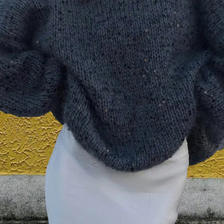 Damer Glittrande Stickad Tröja med Lätt Dam och Eleganta Detaljer Mirla-Eva Jonsson