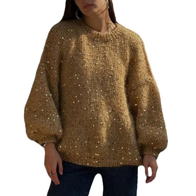Damer Glittrande Stickad Tröja med Lätt Dam och Eleganta Detaljer Mirla-Eva Jonsson