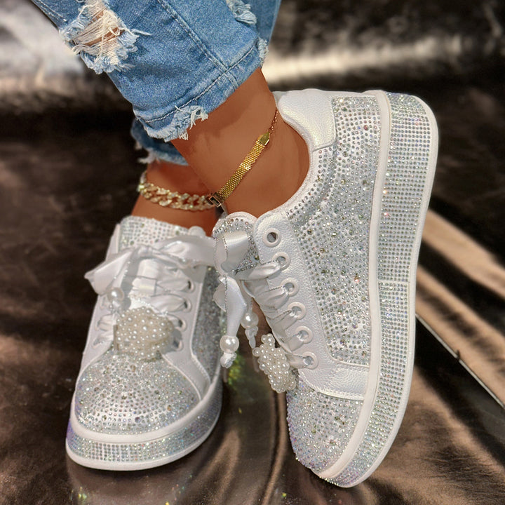 Damer Glittriga Sneakers med Pärldetalj Mirla-Eva Jonsson