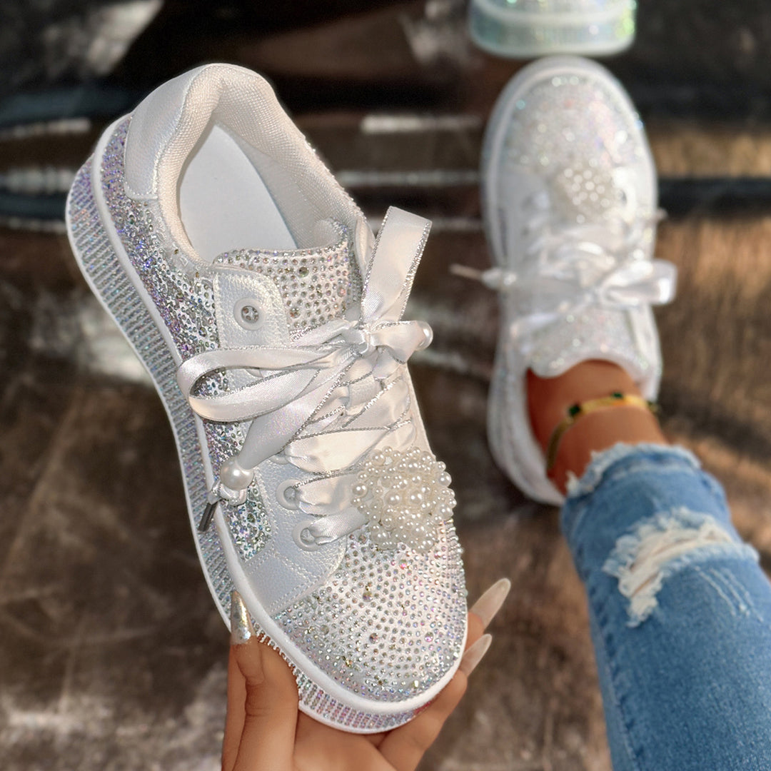 Damer Glittriga Sneakers med Pärldetalj Mirla-Eva Jonsson
