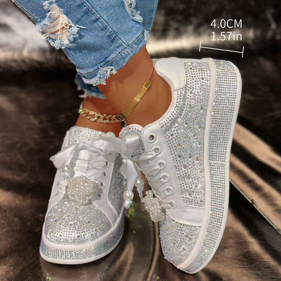 Damer Glittriga Sneakers med Pärldetalj Mirla-Eva Jonsson