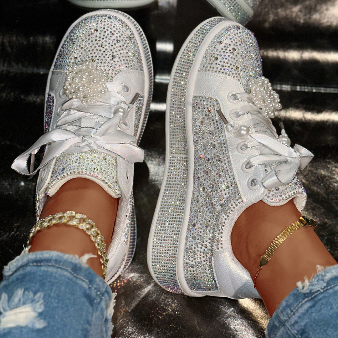 Damer Glittriga Sneakers med Pärldetalj Mirla-Eva Jonsson