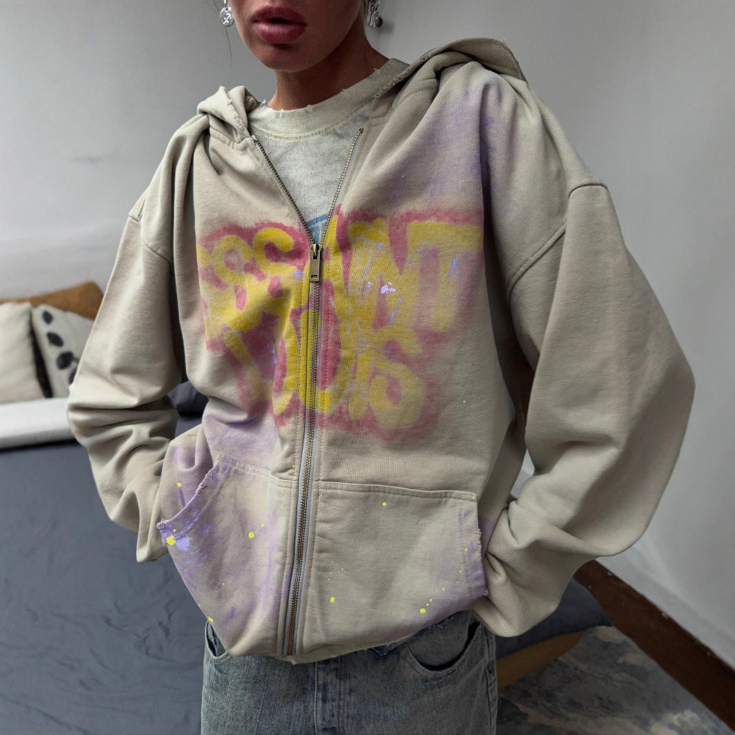 Damer Graffiti-Zipper Hoodie Mirla-Eva Jonsson