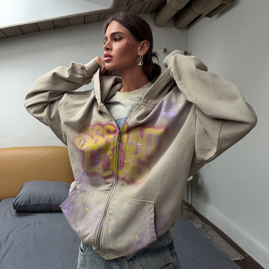 Damer Graffiti-Zipper Hoodie Mirla-Eva Jonsson