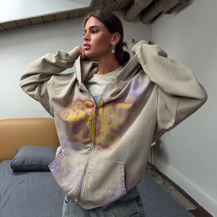 Damer Graffiti-Zipper Hoodie Mirla-Eva Jonsson