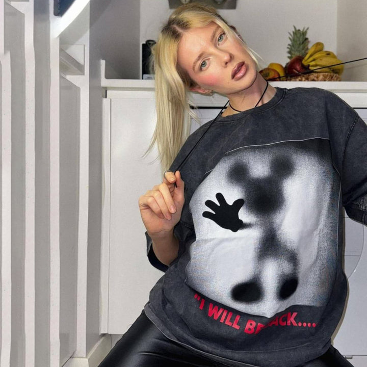 Damer Grafisk Oversized Sweatshirt Mirla-Eva Jonsson