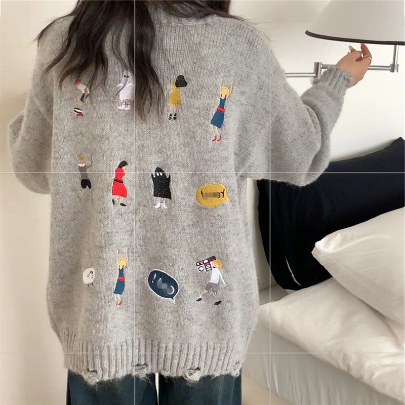 Damer Grov Stickad Cardigan med Praktiska Fickor och Knappdetaljer Mirla-Eva Jonsson