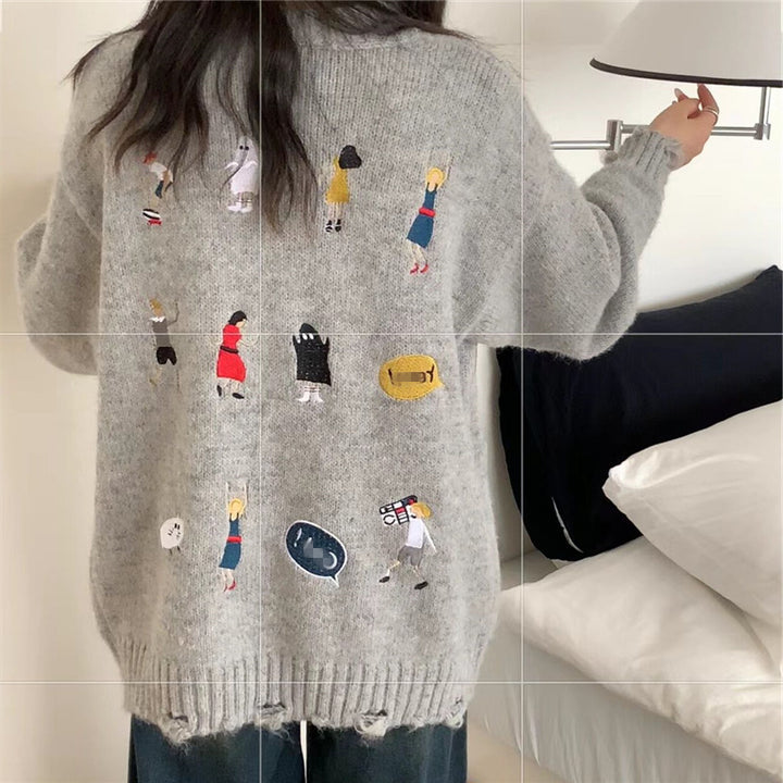 Damer Grov Stickad Cardigan med Praktiska Fickor och Knappdetaljer Mirla-Eva Jonsson