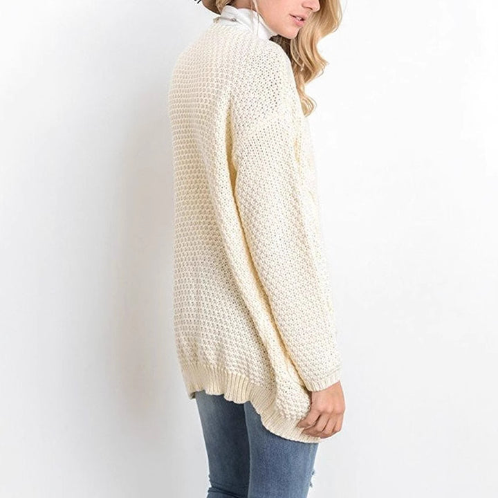 Damer Grov stickad cardigan med öppen front och praktiska fickor Eva Jonsson-Eva Jonsson