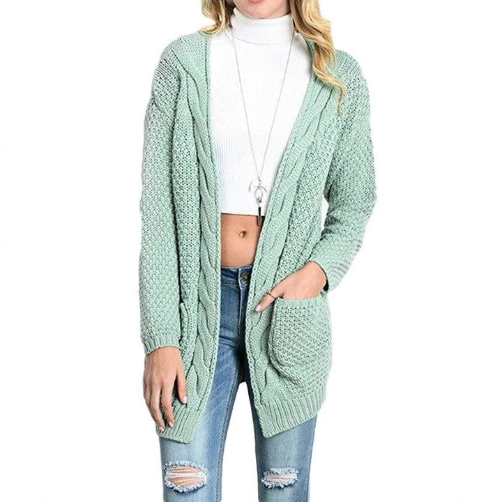 Damer Grov stickad cardigan med öppen front och praktiska fickor Eva Jonsson-Eva Jonsson