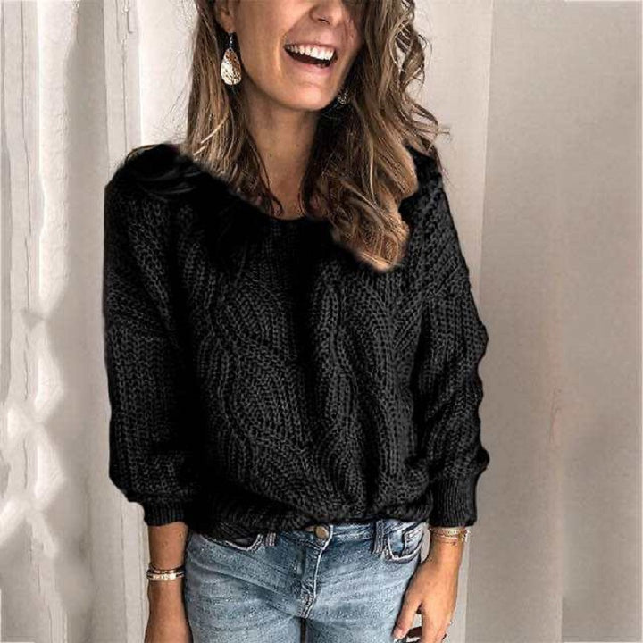 Damer Grov stickad tröja med kreativt flätmönster Eva Jonsson-Eva Jonsson