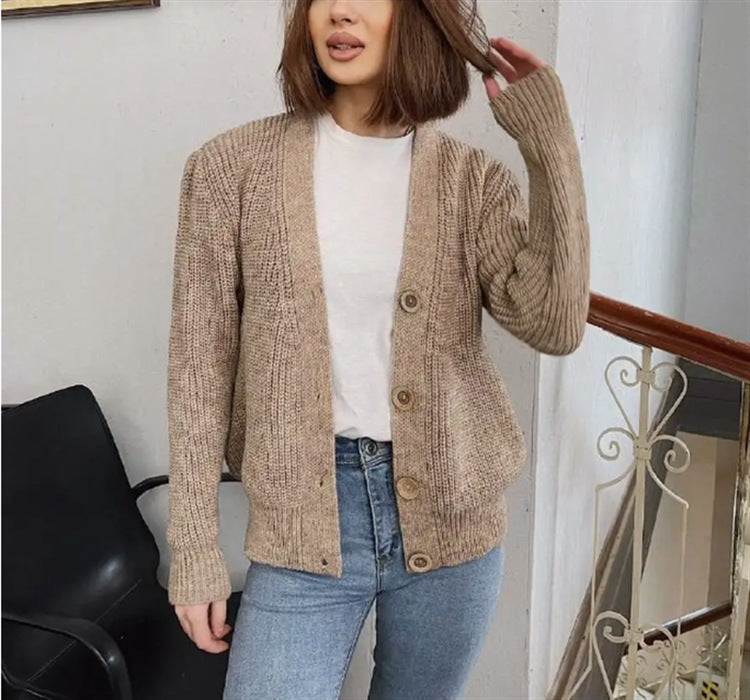 Damer Grovstickad Cardigan med Knappar Eva Jonsson-Eva Jonsson
