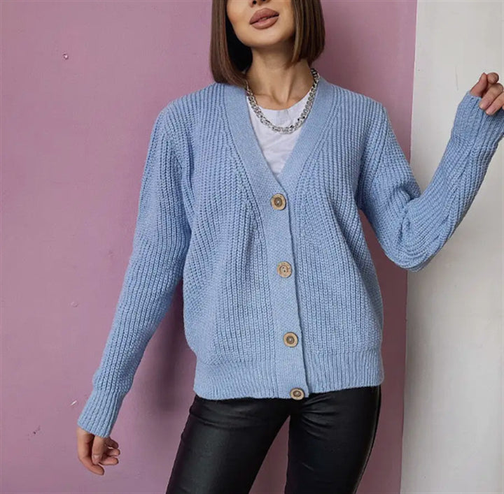 Damer Grovstickad Cardigan med Knappar Eva Jonsson-Eva Jonsson
