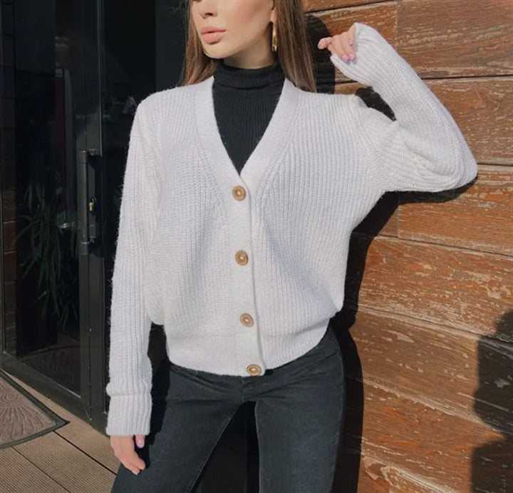 Damer Grovstickad Cardigan med Knappar Eva Jonsson-Eva Jonsson