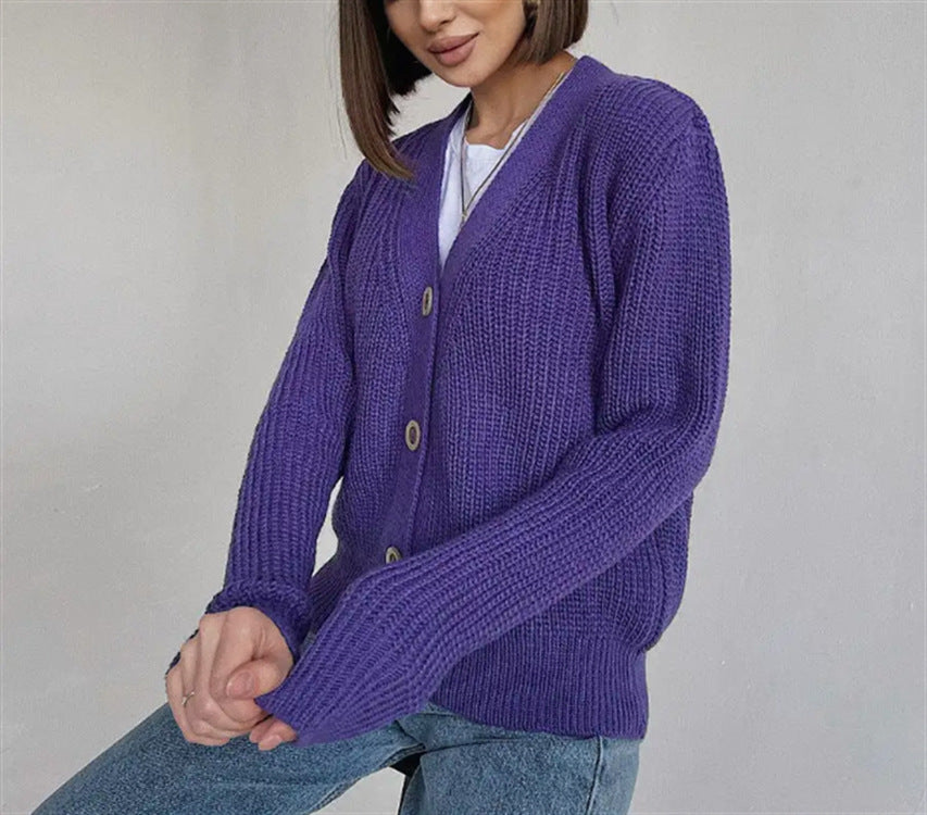 Damer Grovstickad Cardigan med Knappar Eva Jonsson-Eva Jonsson