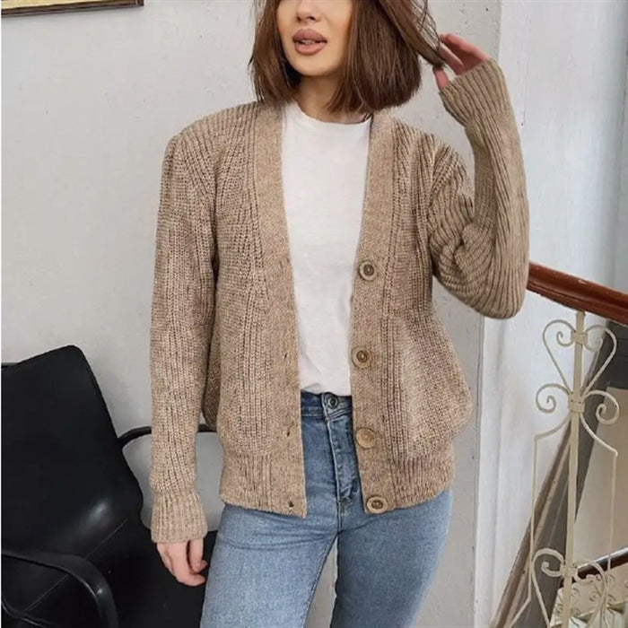 Damer Grovstickad Cardigan med Knappar Eva Jonsson-Eva Jonsson