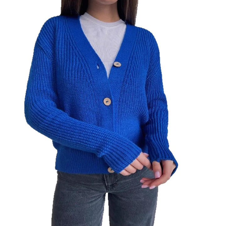 Damer Grovstickad Cardigan med Knappar Eva Jonsson-Eva Jonsson