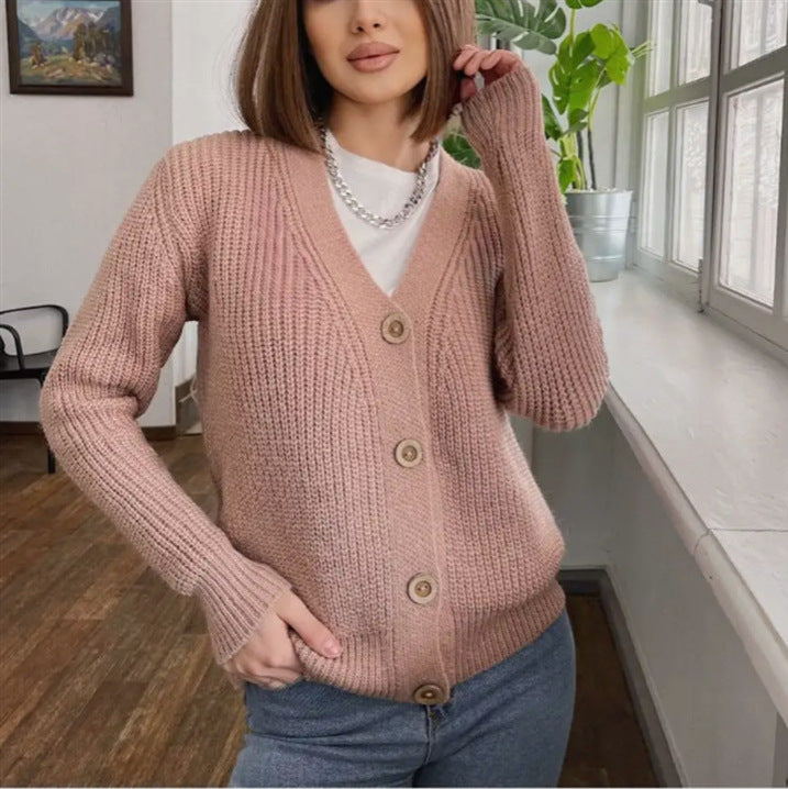 Damer Grovstickad Cardigan med Knappar Eva Jonsson-Eva Jonsson