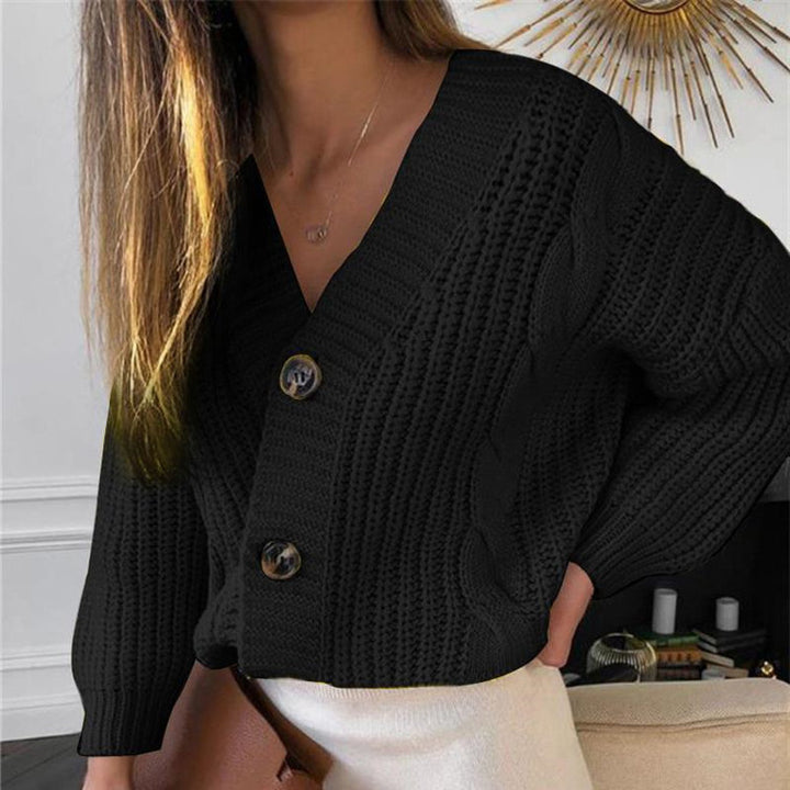 Damer Grovstickad Cardigan med Knappstängning och originellt Kabelmönster Eva Jonsson-Eva Jonsson