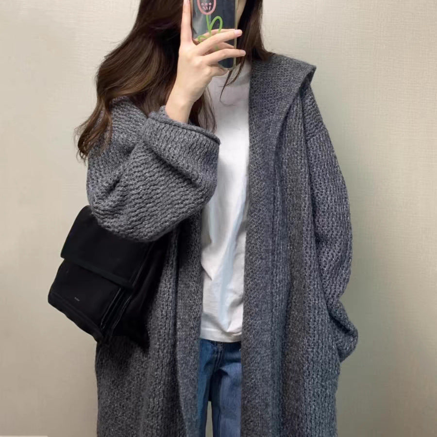 Damer Grovstickad Cardigan med Öppen Skärning och Avslappnad Design Mirla-Eva Jonsson