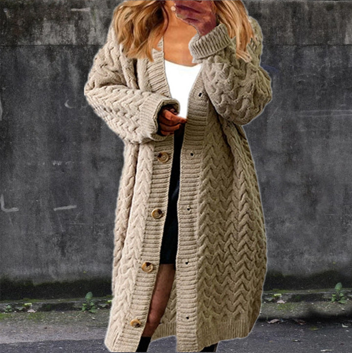 Damer Grovstickad Cardigan med eleganta knappdetaljer och strukturerad design Eva Jonsson-Eva Jonsson