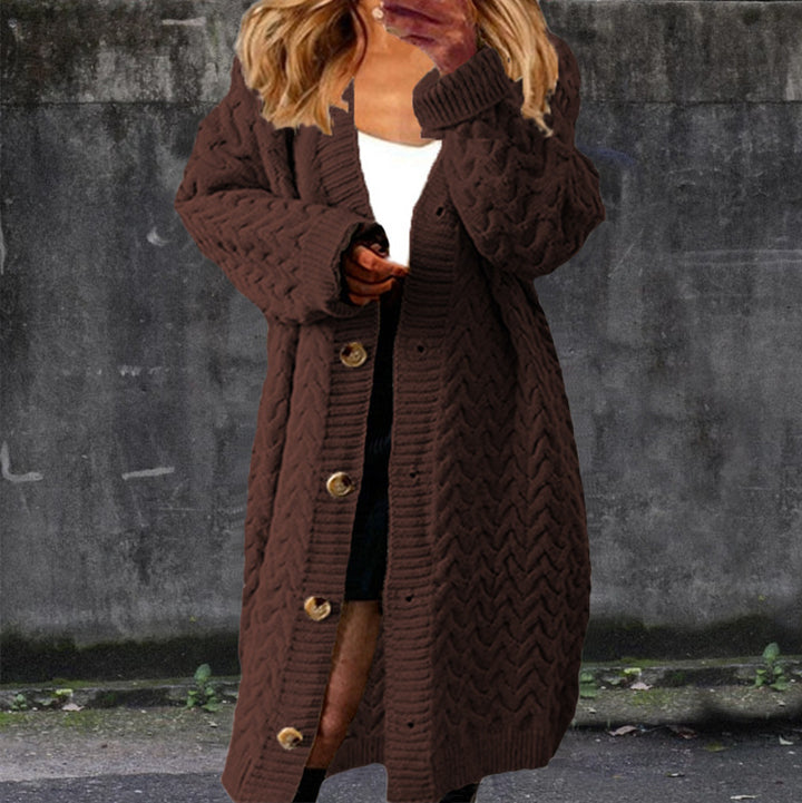 Damer Grovstickad Cardigan med eleganta knappdetaljer och strukturerad design Eva Jonsson-Eva Jonsson