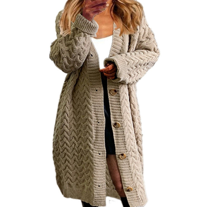 Damer Grovstickad Cardigan med eleganta knappdetaljer och strukturerad design Eva Jonsson-Eva Jonsson