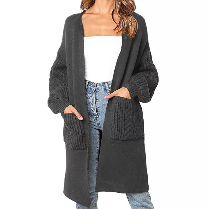 Damer Grovstickad Cardigan med påkostade fickor Eva Jonsson-Eva Jonsson