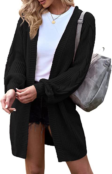 Damer Grovstickad Kimono Cardigan med avslappnade Oversized Ärmar Mirla-Eva Jonsson