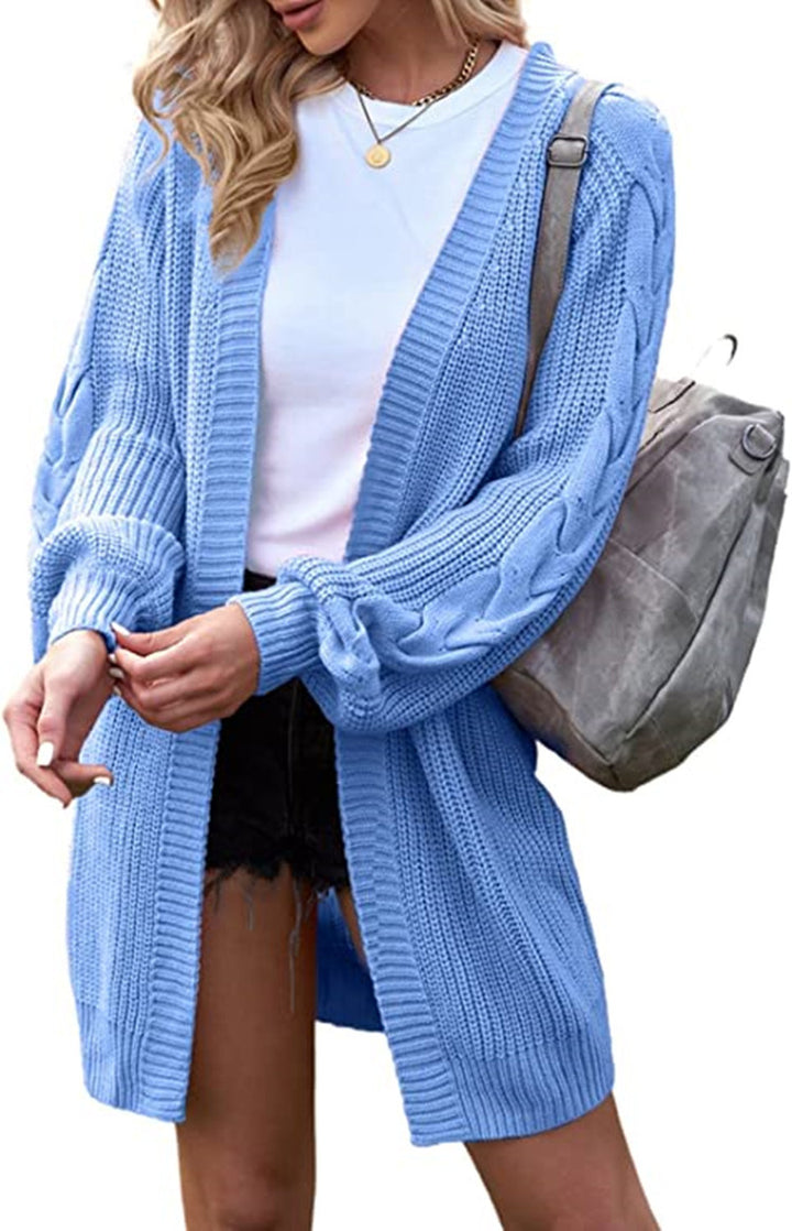 Damer Grovstickad Kimono Cardigan med avslappnade Oversized Ärmar Mirla-Eva Jonsson