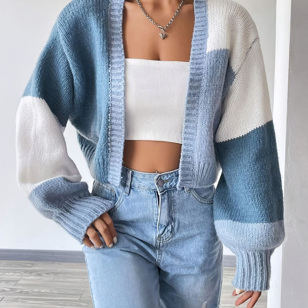 Damer Grovstickad cardigan med ballongformade ärmar och modernt design Eva Jonsson-Eva Jonsson