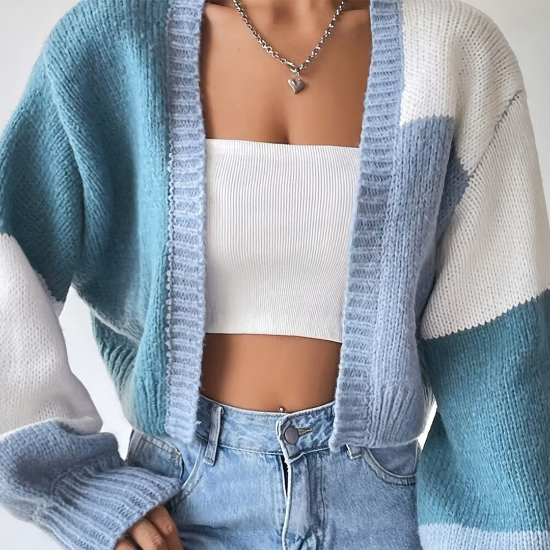 Damer Grovstickad cardigan med ballongformade ärmar och modernt design Eva Jonsson-Eva Jonsson