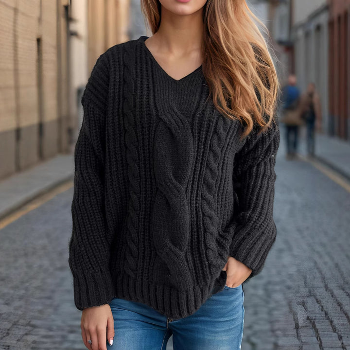 Damer Grovstickad tröja med kreativ flätdesign och avslappnad passform Eva Jonsson-Eva Jonsson
