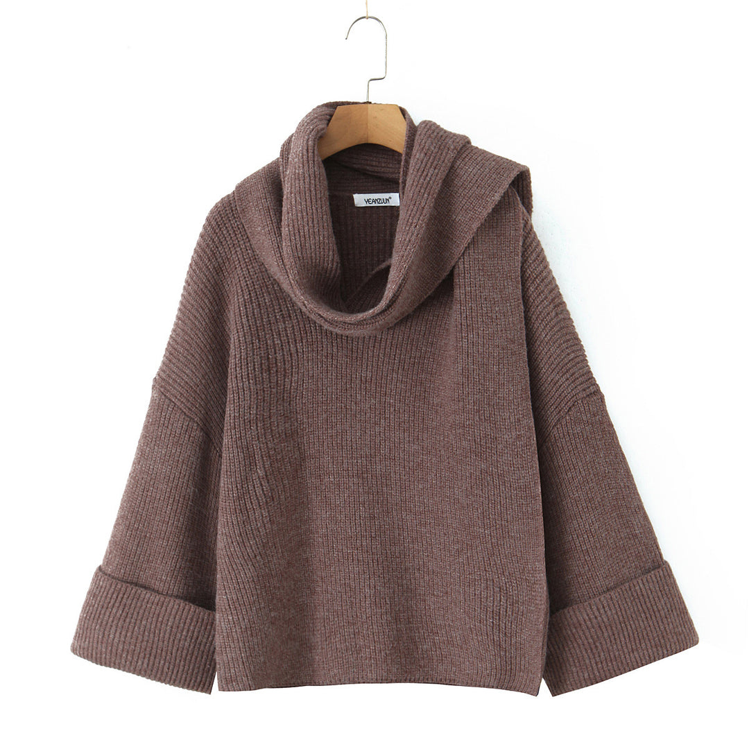 Damer Grovstickad tröja med snygg Cowl-Neck Eva Jonsson-Eva Jonsson