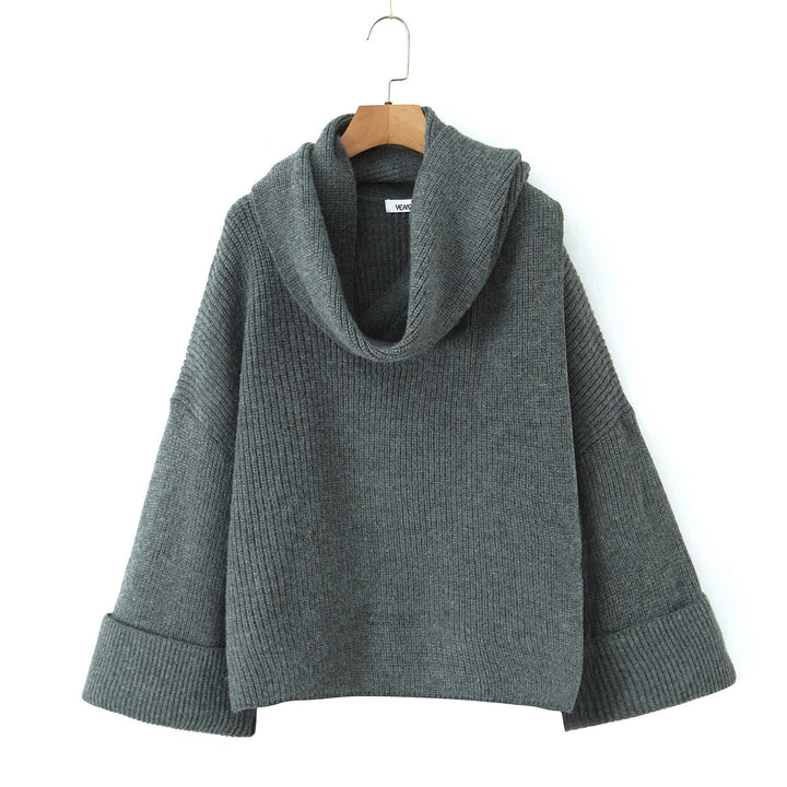 Damer Grovstickad tröja med snygg Cowl-Neck Eva Jonsson-Eva Jonsson