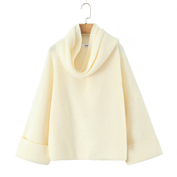 Damer Grovstickad tröja med snygg Cowl-Neck Eva Jonsson-Eva Jonsson