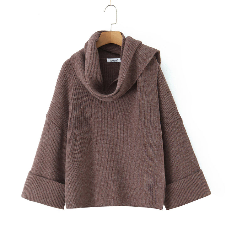 Damer Grovstickad tröja med snygg Cowl-Neck Eva Jonsson-Eva Jonsson