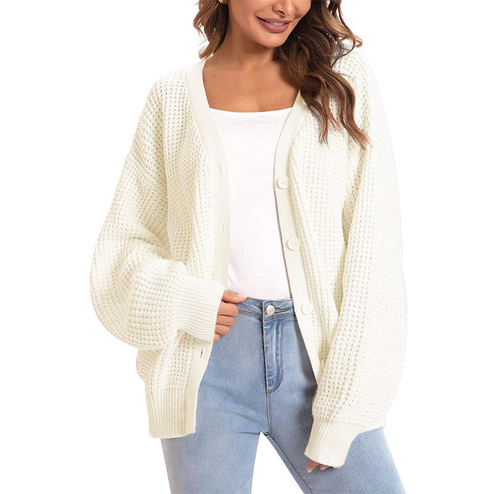 Damer Grovt stickad cardigan med öppen design och avslappnad passform Mirla-Eva Jonsson